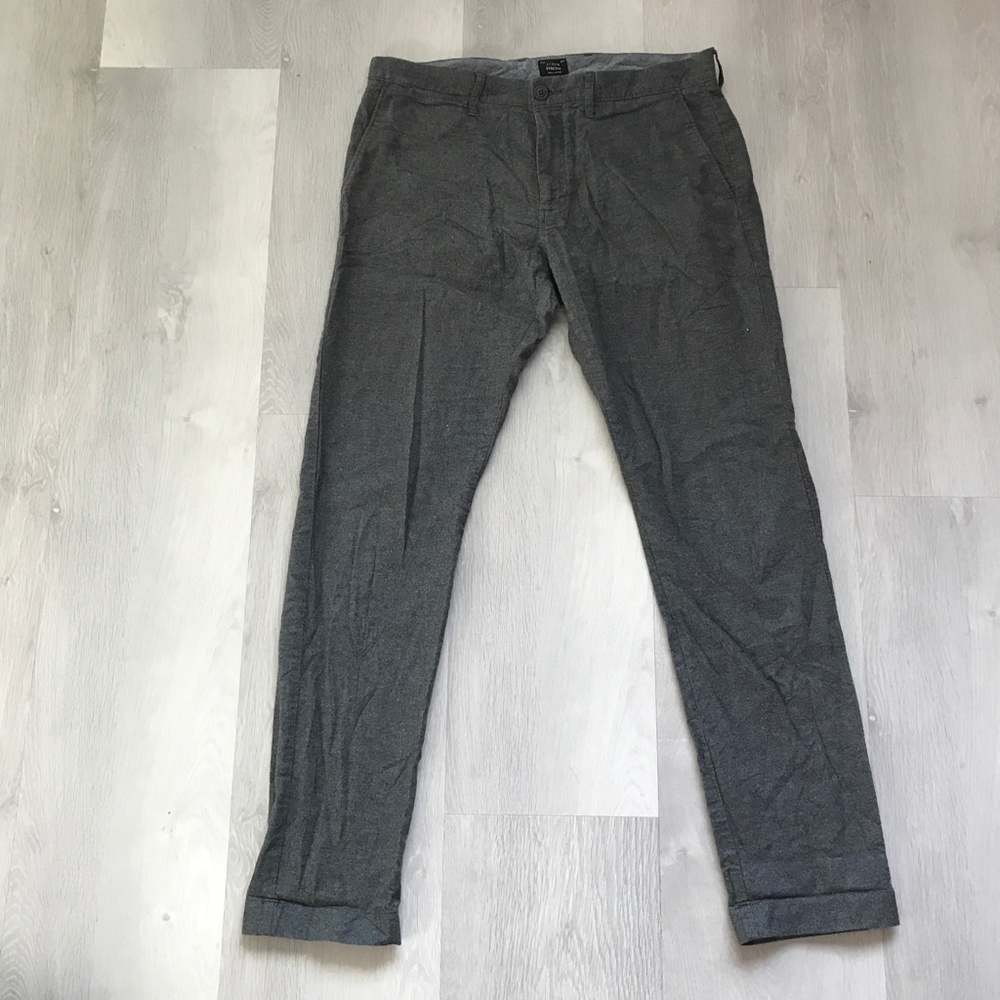 J CREW MENS FLEECE DRESS PANT GRAY FLAT FRONT 484 SLIM TROUSER 32